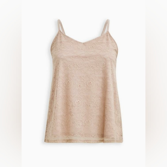 Torrid Beige Lace and Super Soft V-Neck Swing Cami - Picture 3 of 12